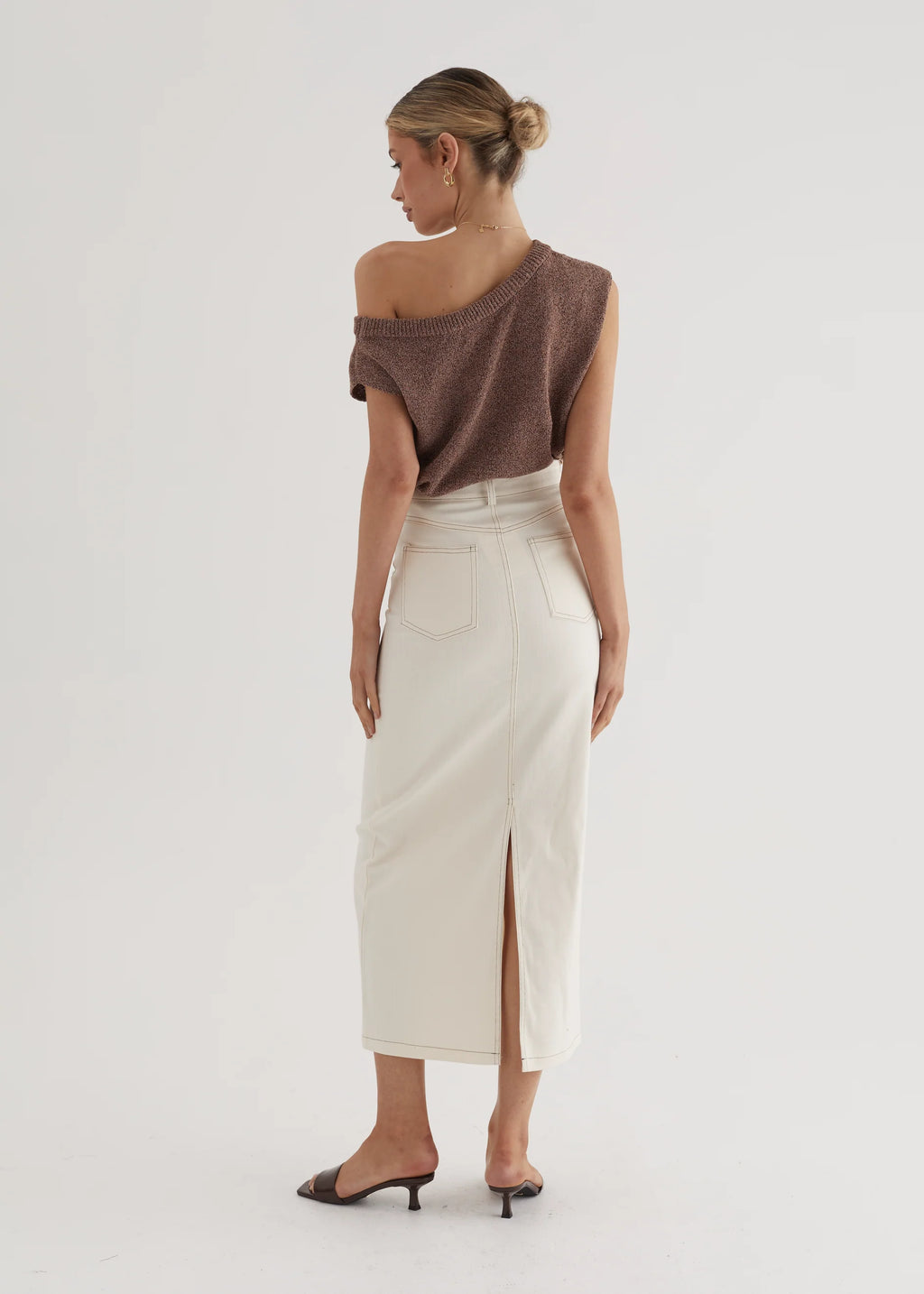 Kaylyn Denim Maxi Skirt - Off White