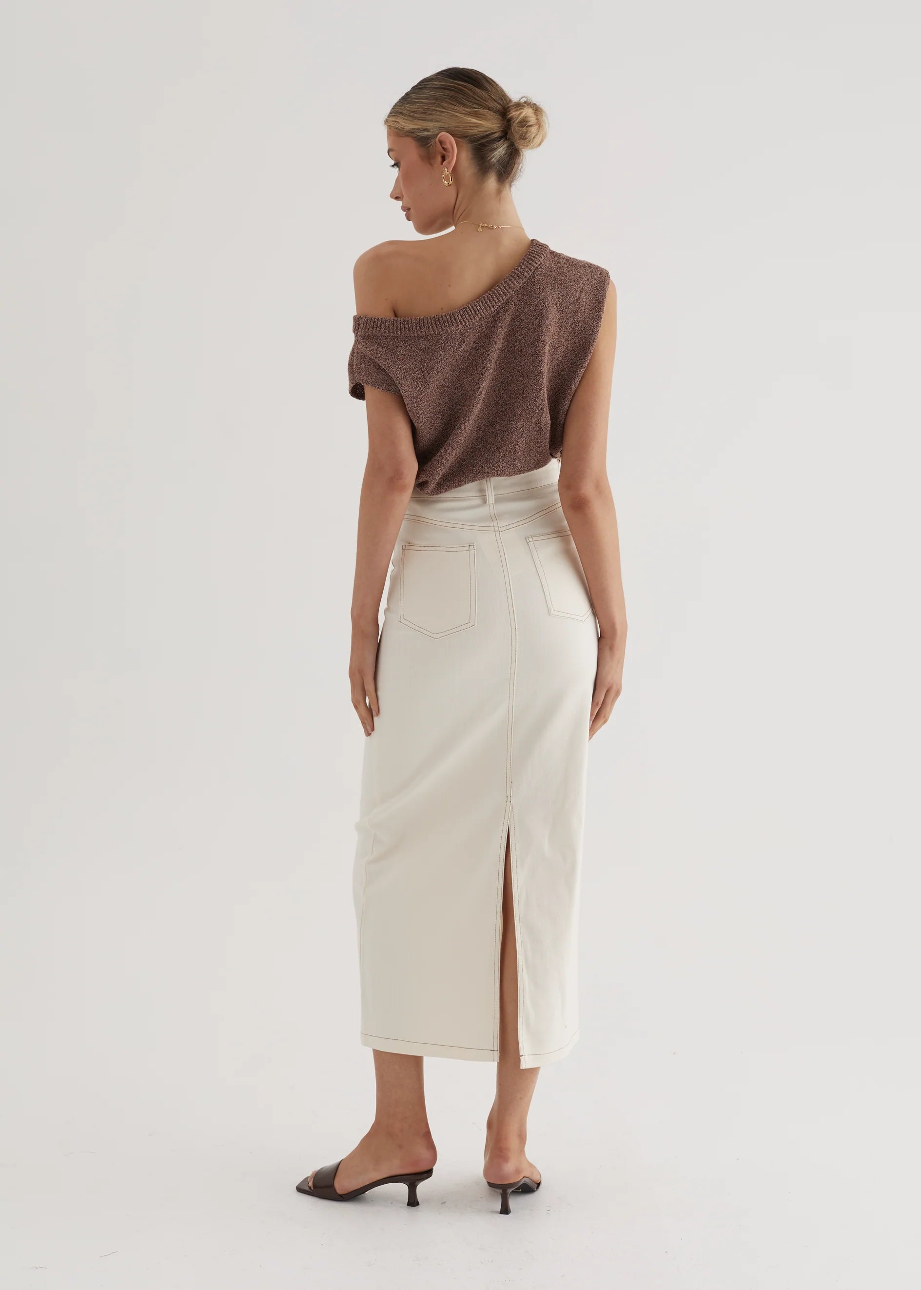 Kaylyn Denim Maxi Skirt - Off White