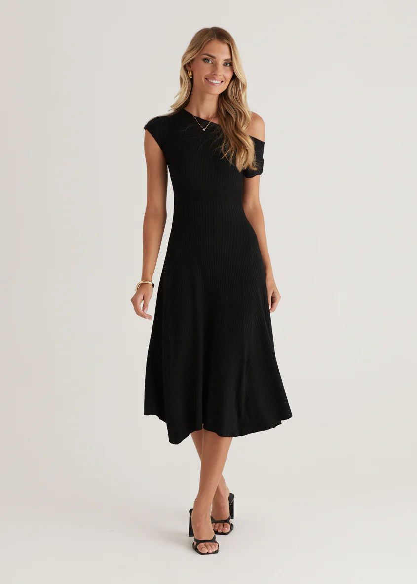 Siren Knit Midi Dress - Black
