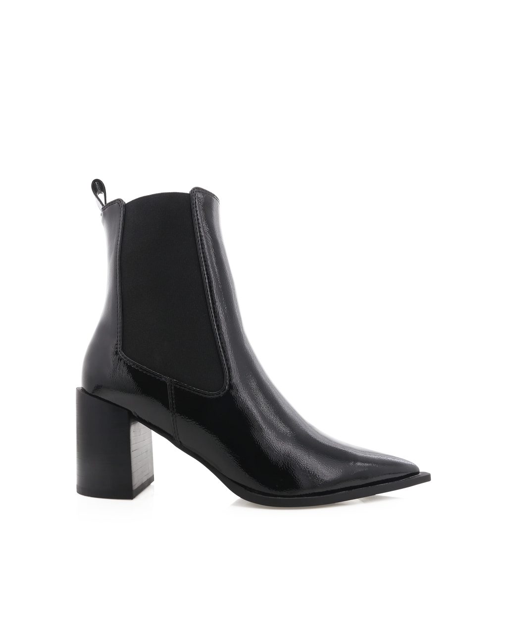 Stephanie Boots - Black Crinkle Patent