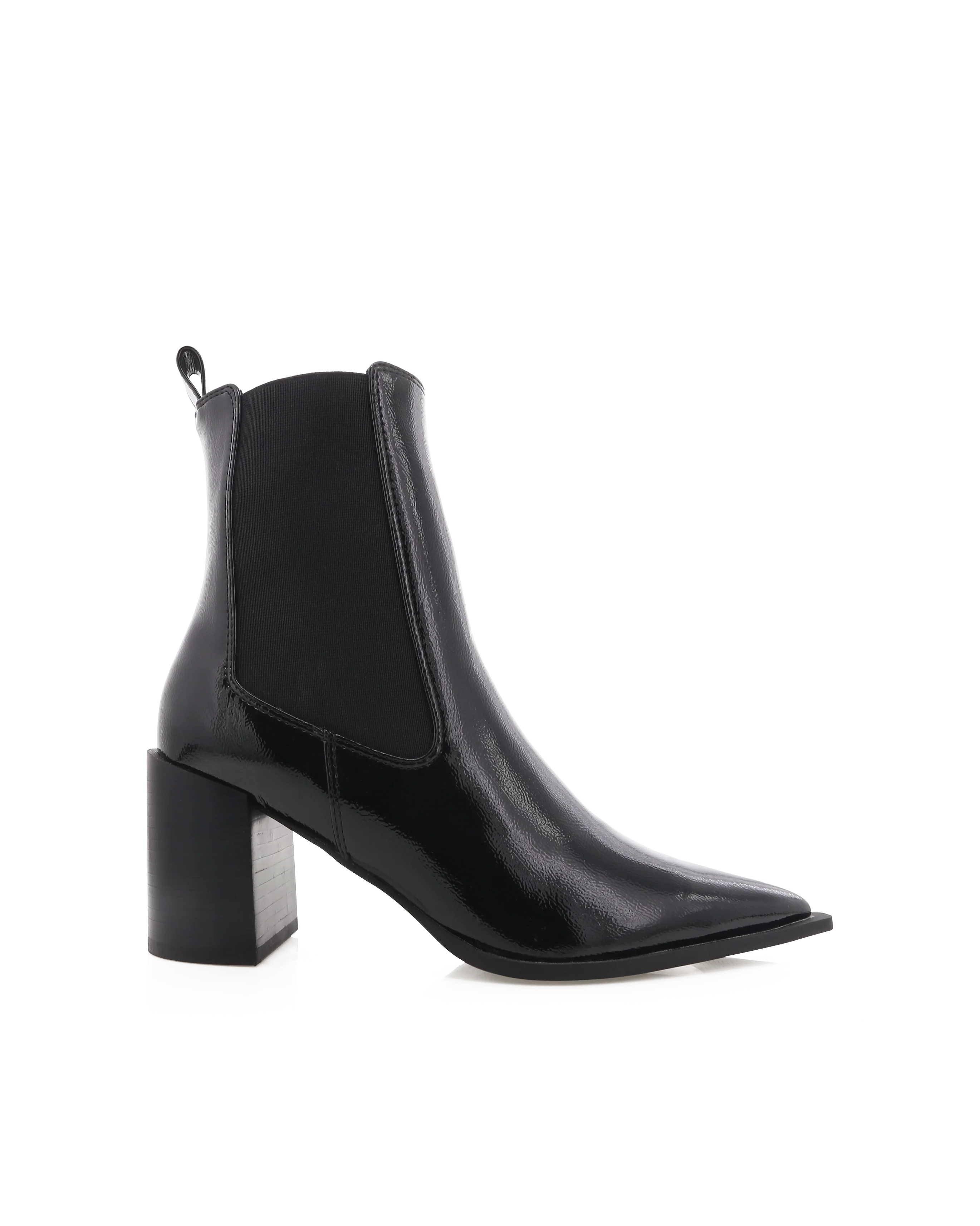 Stephanie Boots - Black Crinkle Patent