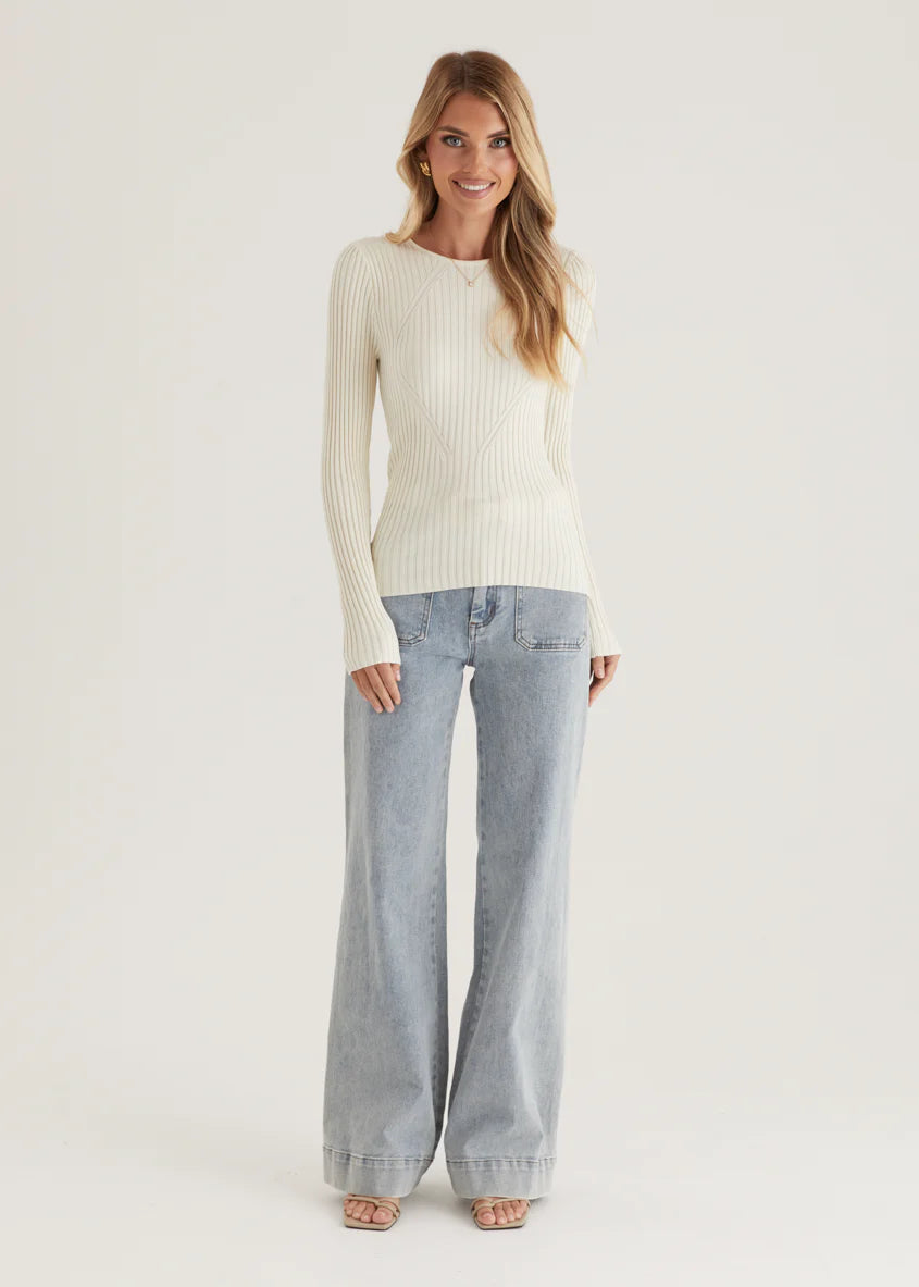 Skylee Knit Top - Cream