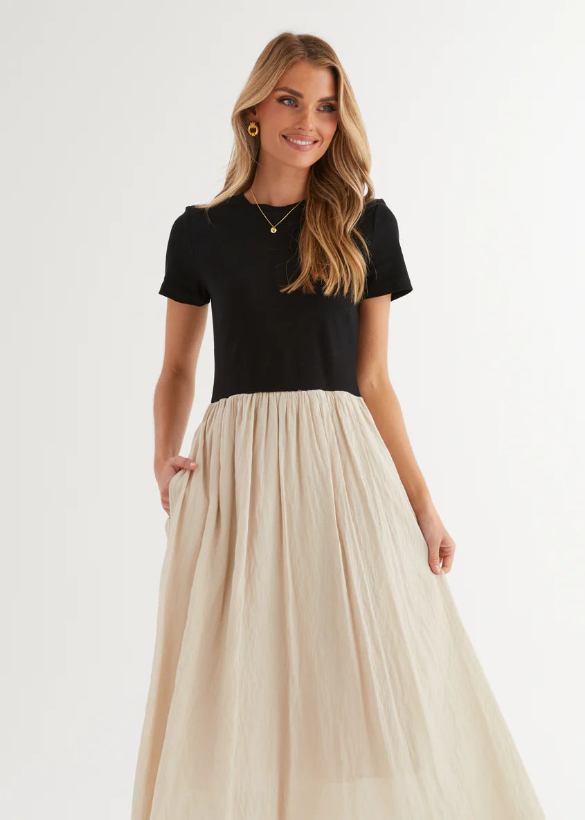 Riptide Maxi Dress - Beige Splice