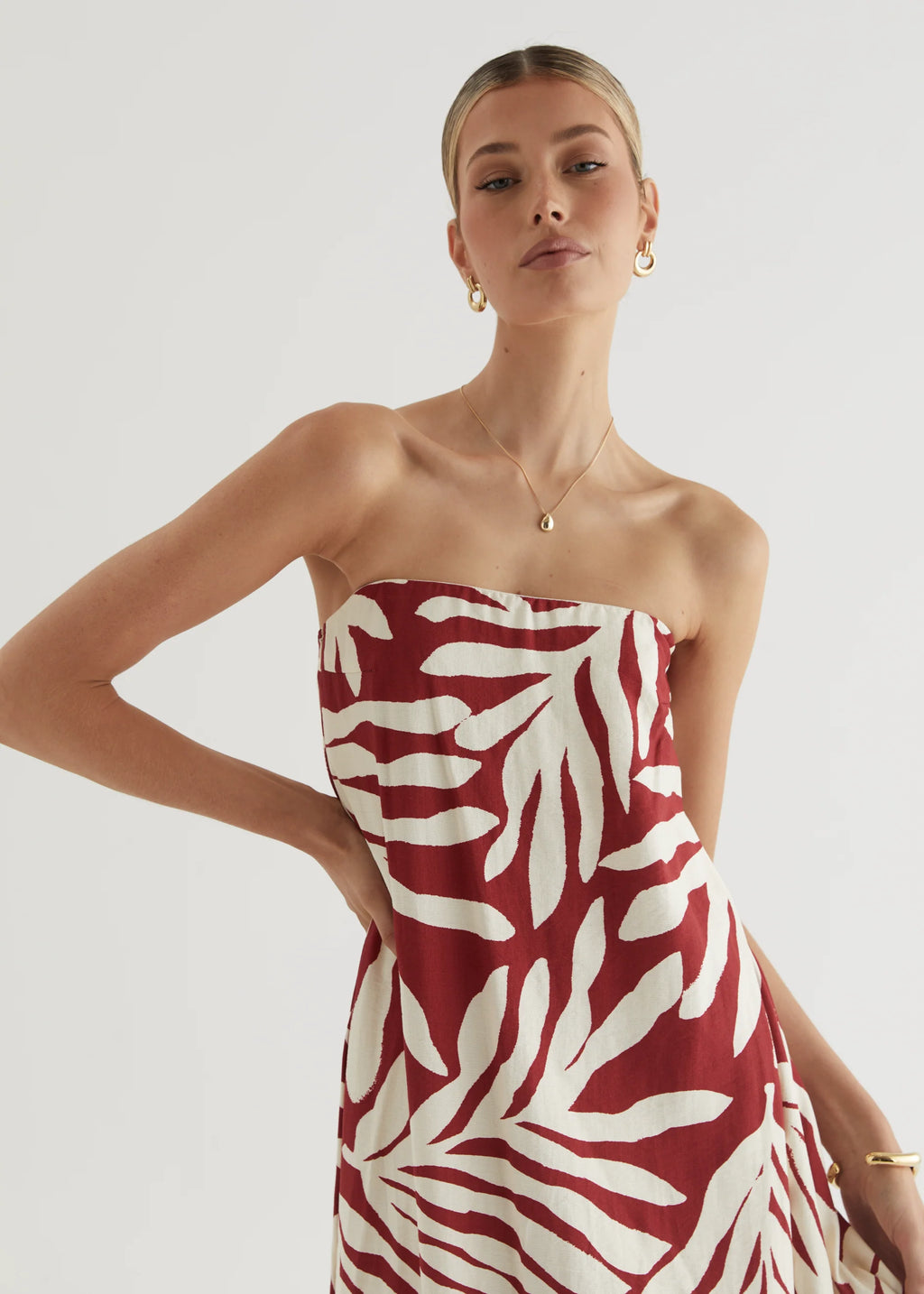 Remora Strapless Maxi Dress - Ruby Leaf