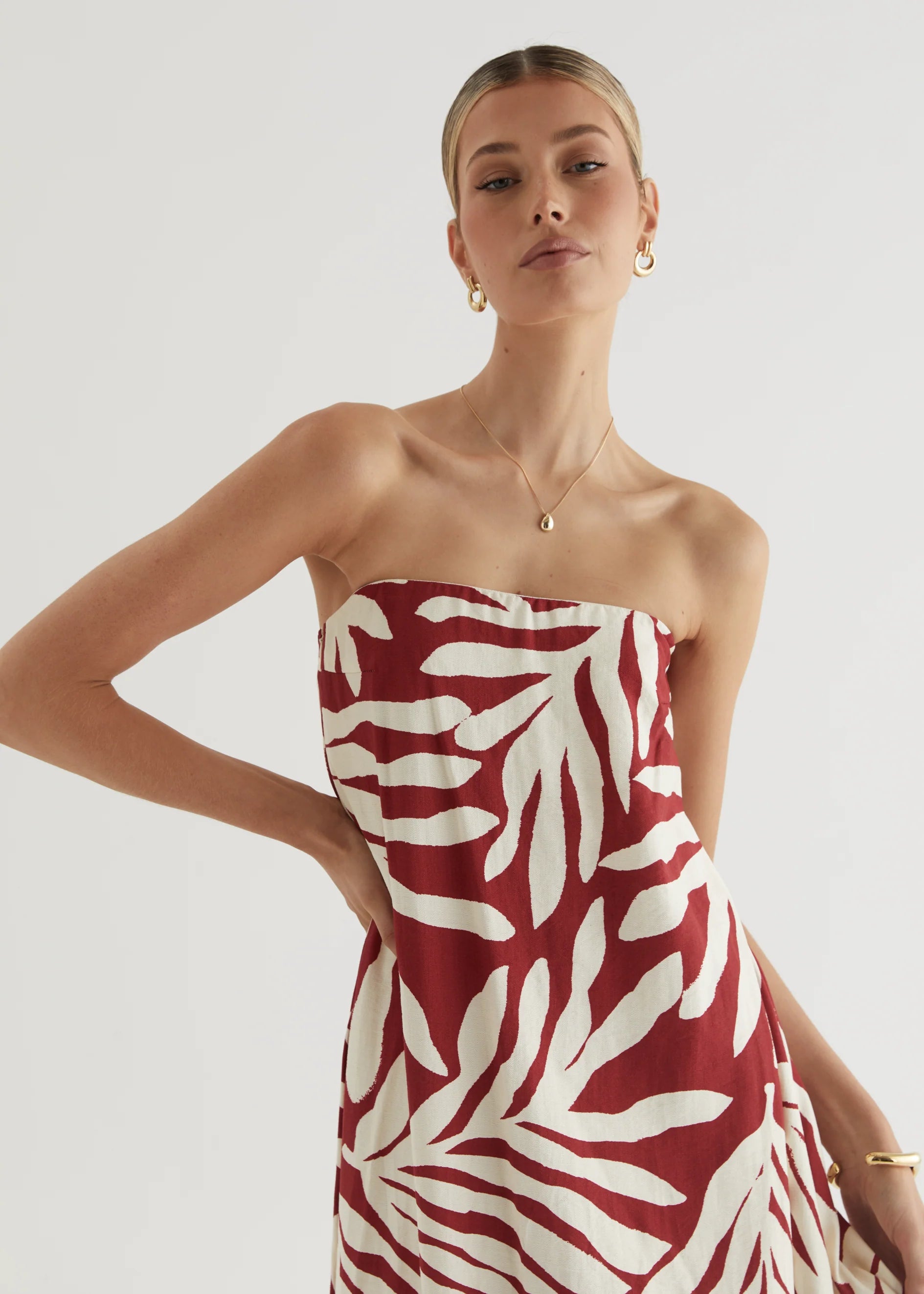 Remora Strapless Maxi Dress - Ruby Leaf
