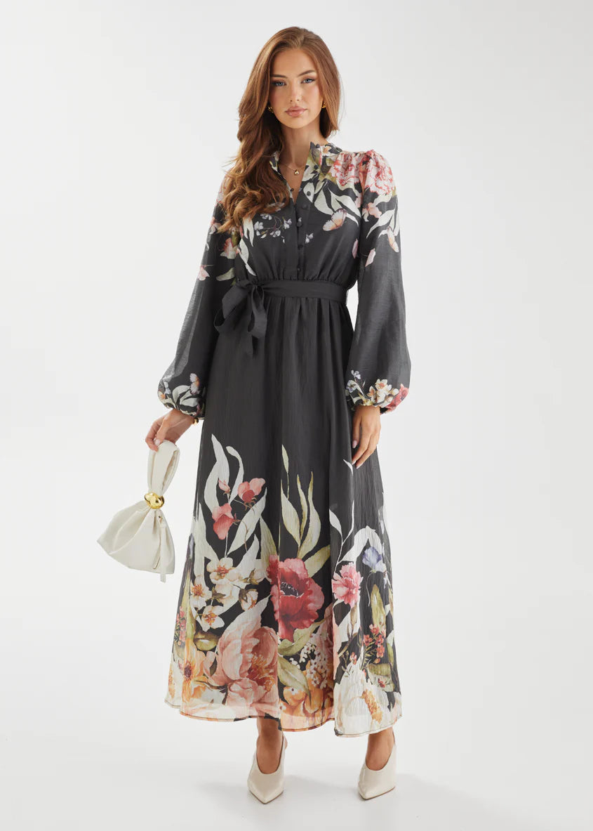 Tracie Maxi Dress - Black Garden