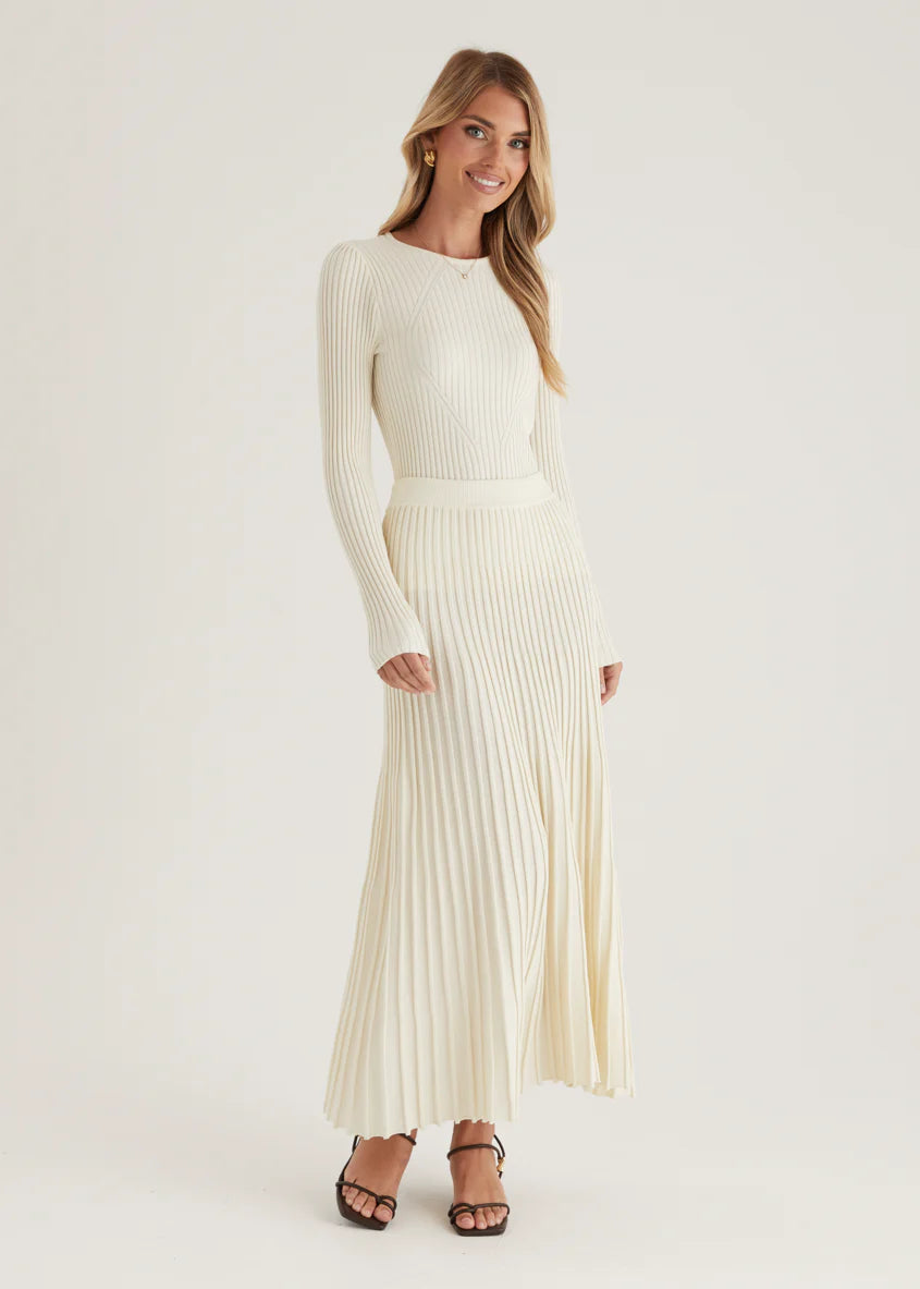 Skylee Knit Maxi Skirt - Cream
