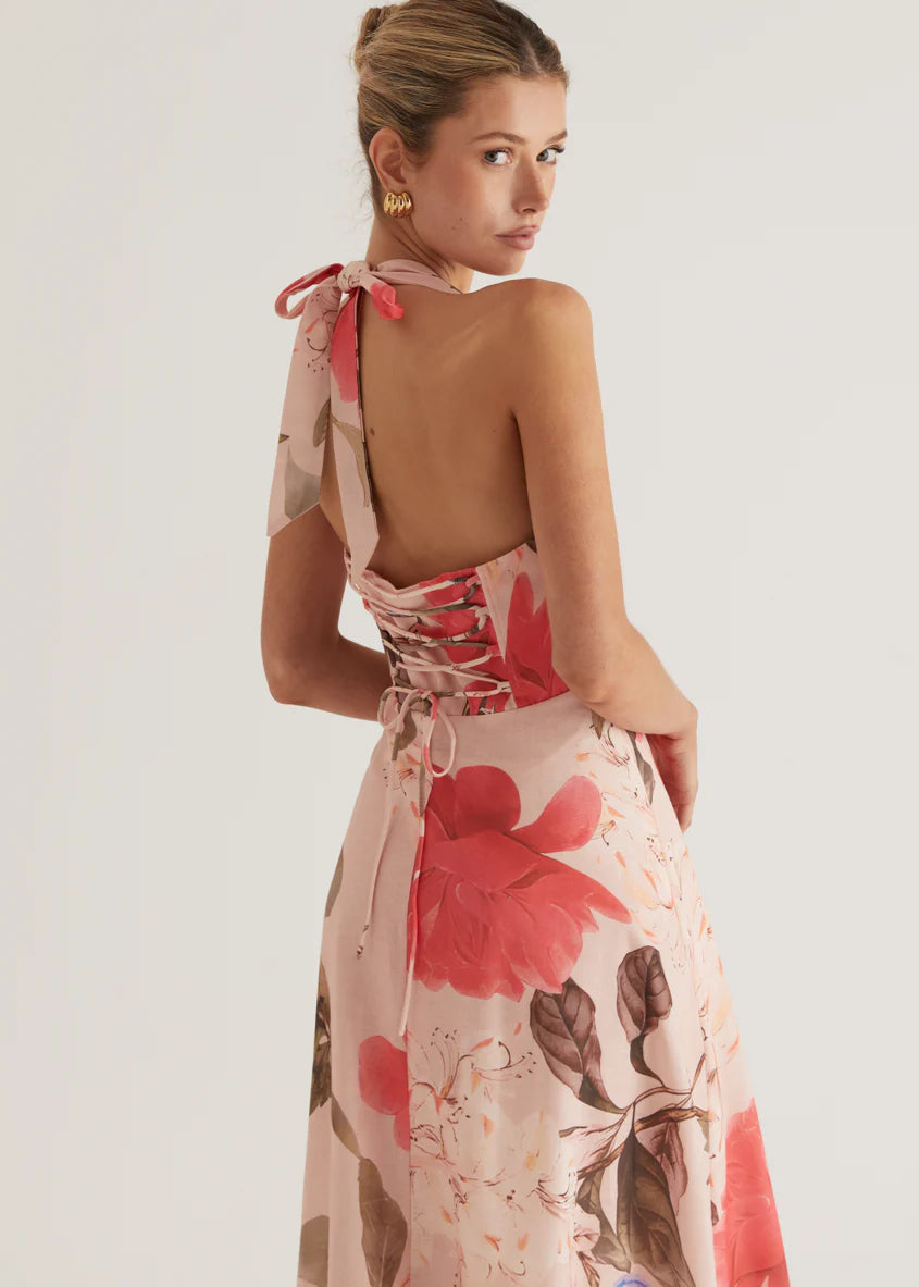 Ricky Halter Maxi Dress - Blush Floral