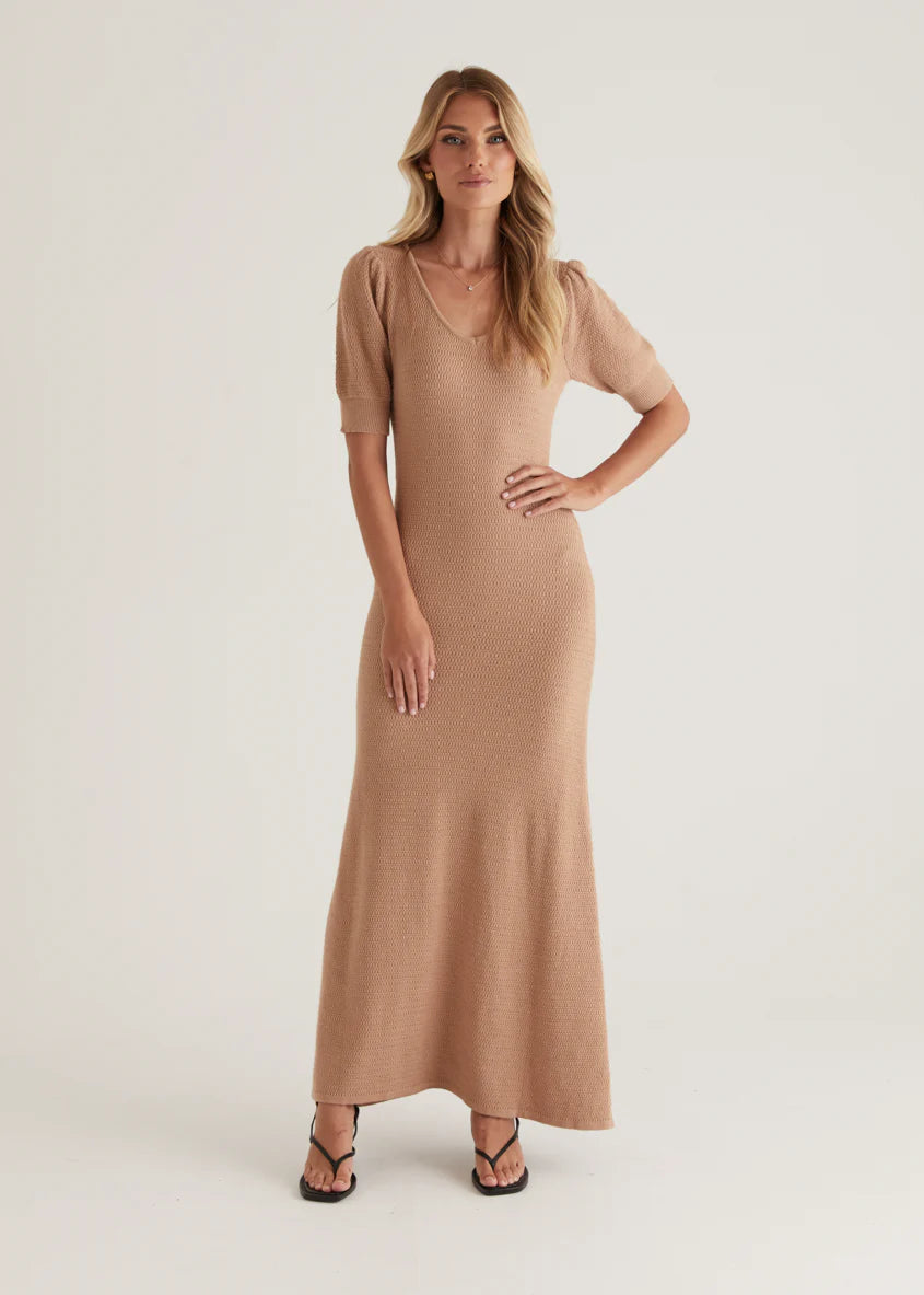 Paulette Knit Maxi Dress - Camel
