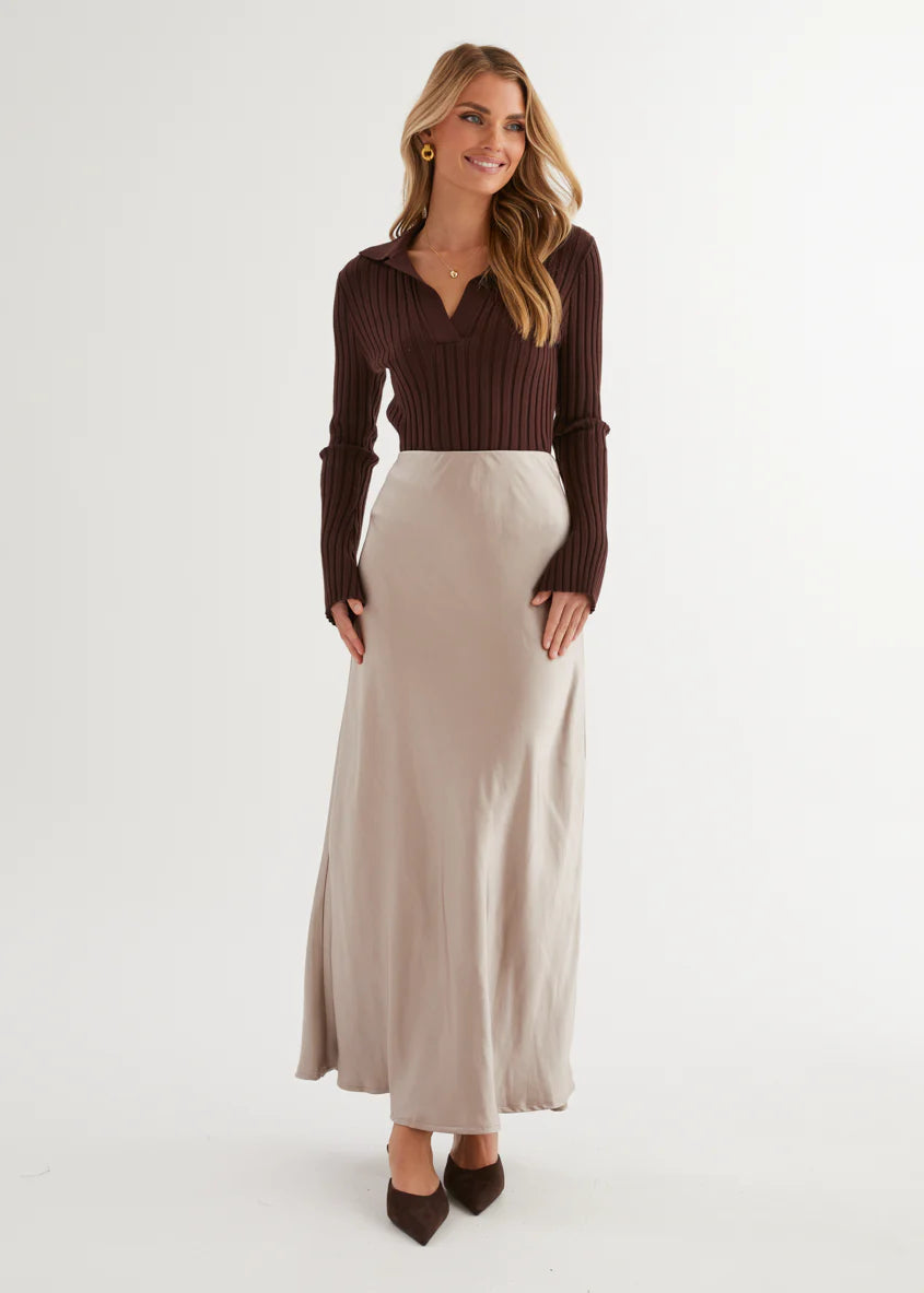 Rosalie Midi Skirt - Taupe