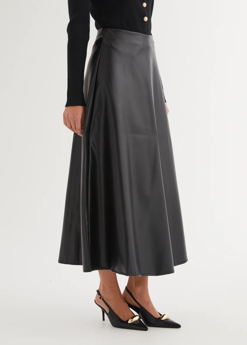 Coltrane PU Midi Skirt - Black