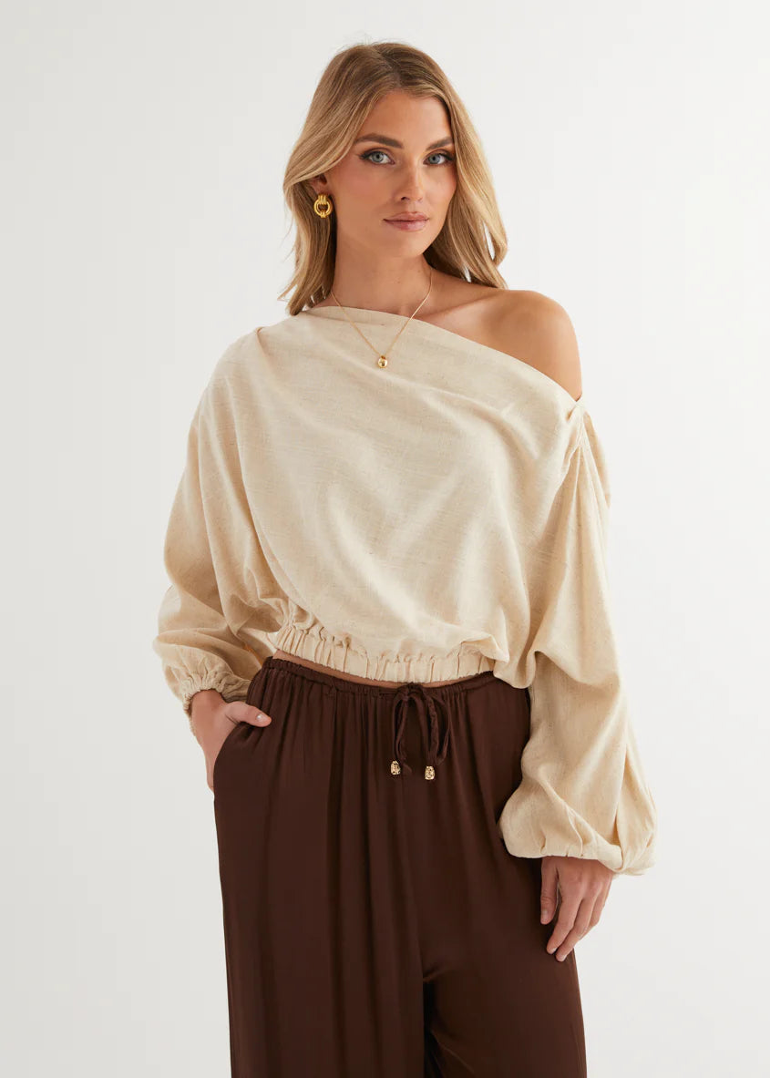 Marlowe Drop Shoulder Top - Natural