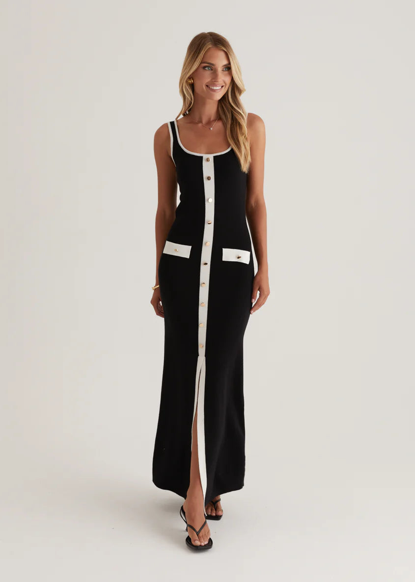 Praia Knit Maxi Dress - Black