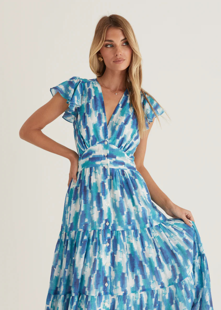 Gatsby Midi Dress - Blue Splash
