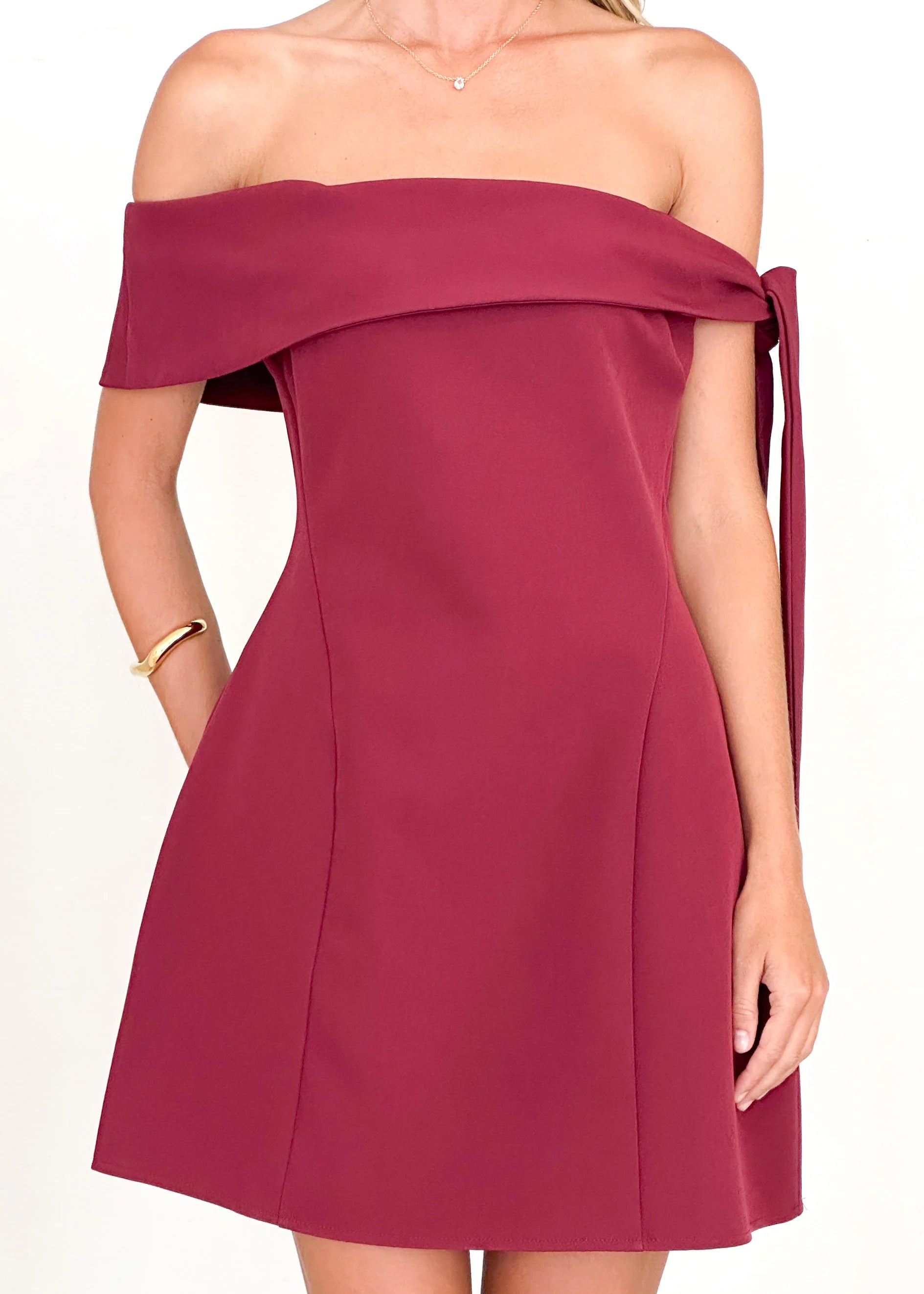 Totem Off Shoulder Dress - Wine