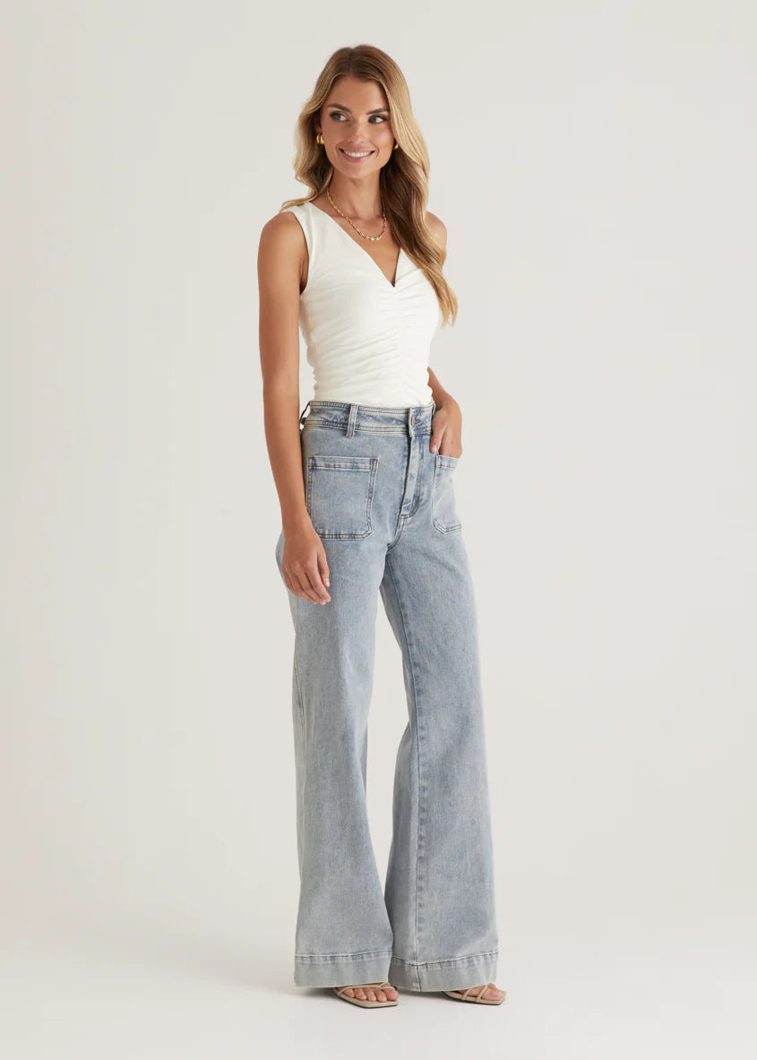 Zekroe Wide Leg Jeans - Light Blue