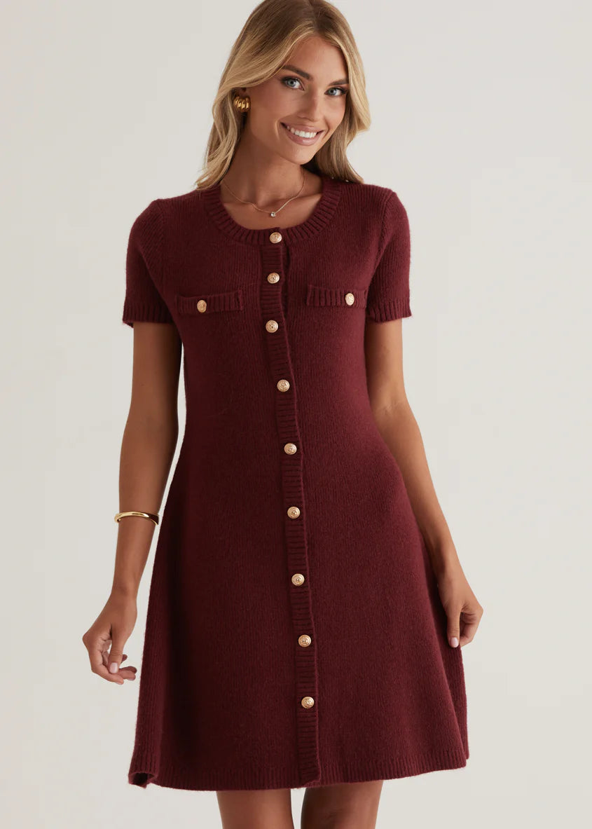 Savannah Knit Dress - Wine