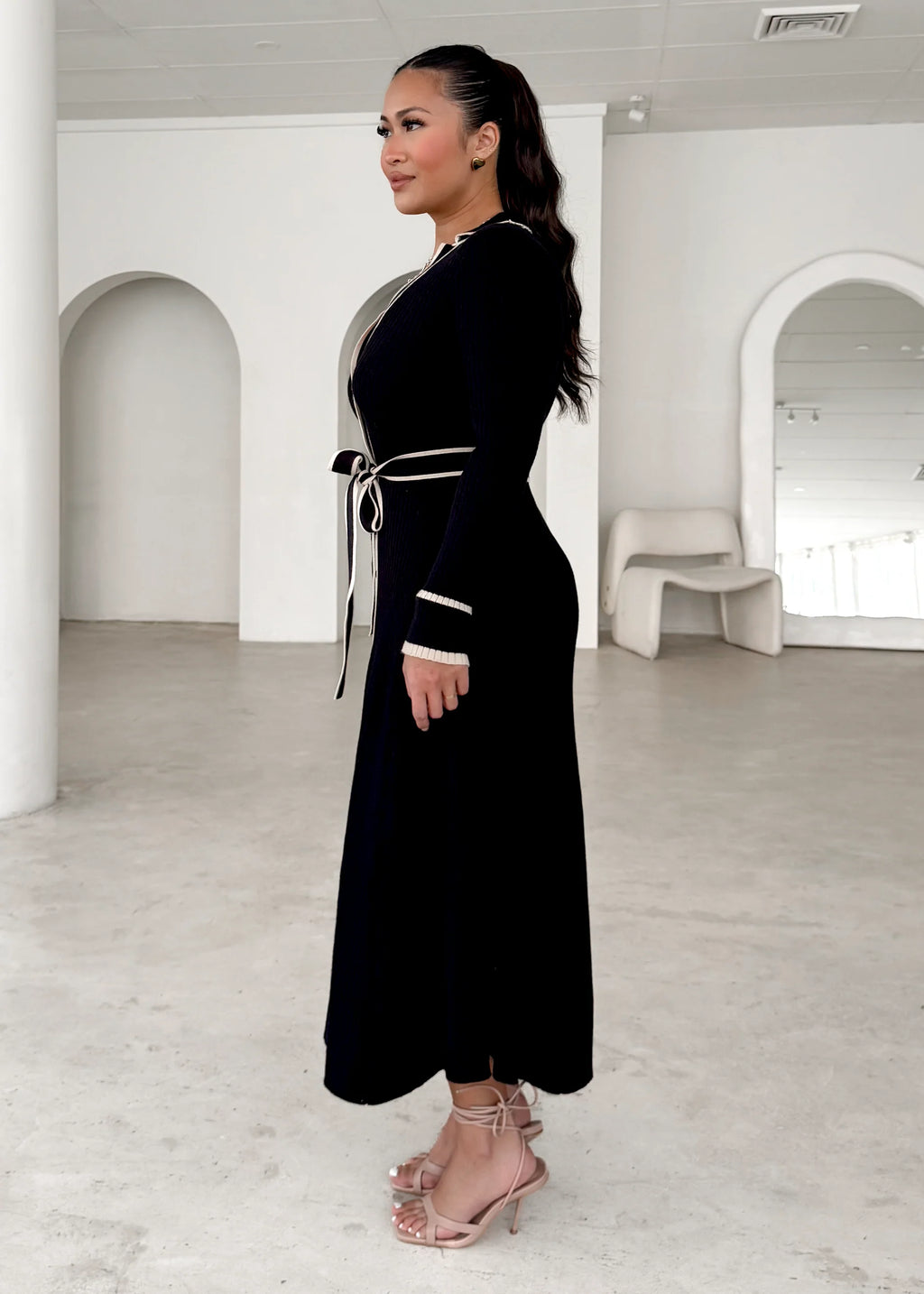 Adah Knit Midi Dress - Black