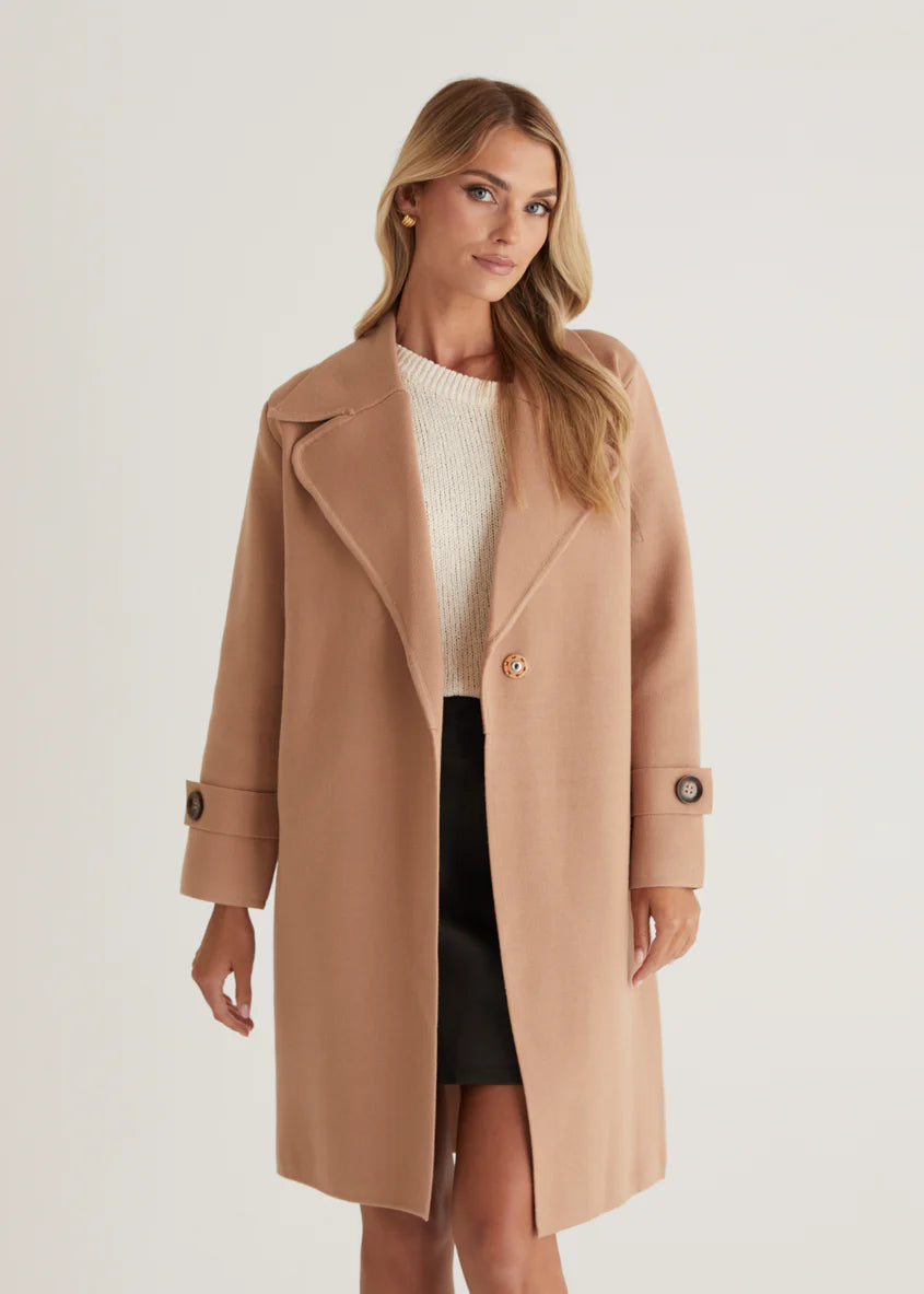Chayso Knit Coat - Camel