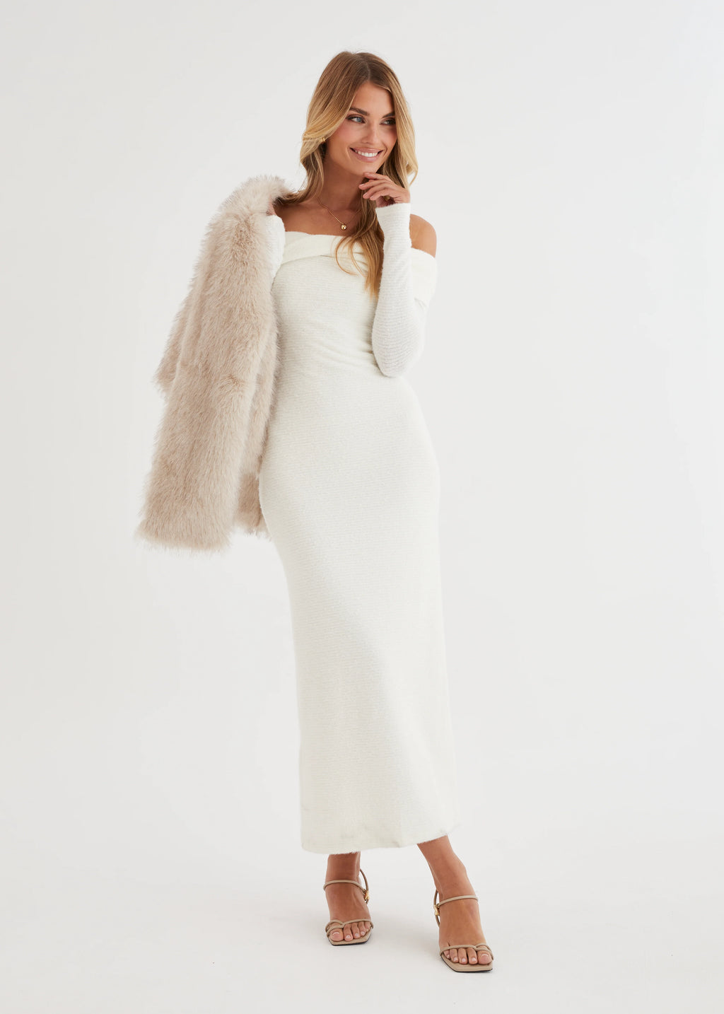 Ace Off Shoulder Maxi Dress - Cream