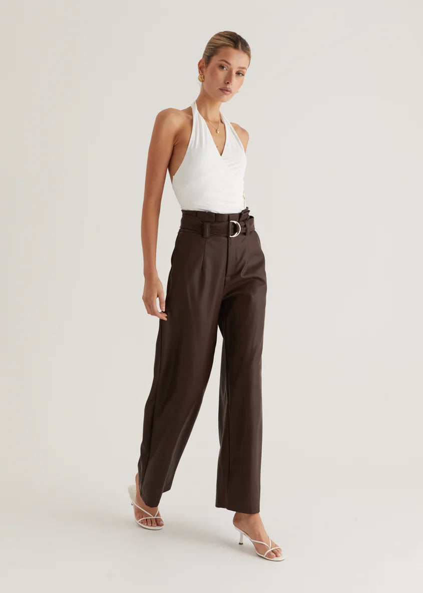 Mariah PU Pants - Espresso