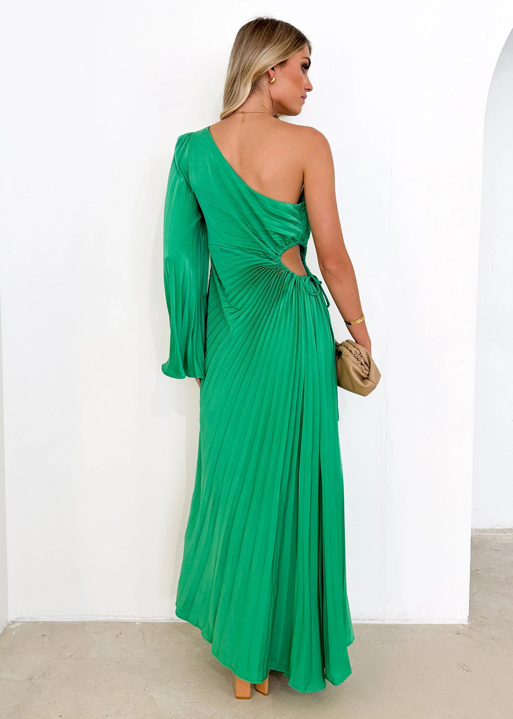 Amore One Shoulder Midi Dress - Jade