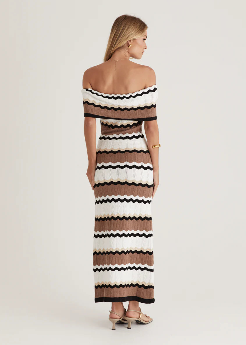 Kombi Off Shoulder Knit Maxi Dress - Mocha