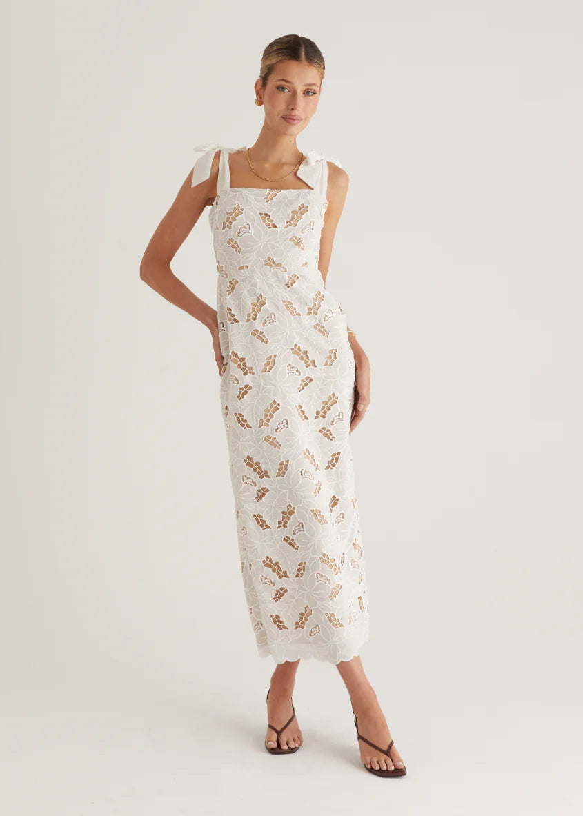 Serenity Embroidered Maxi Dress - Off White