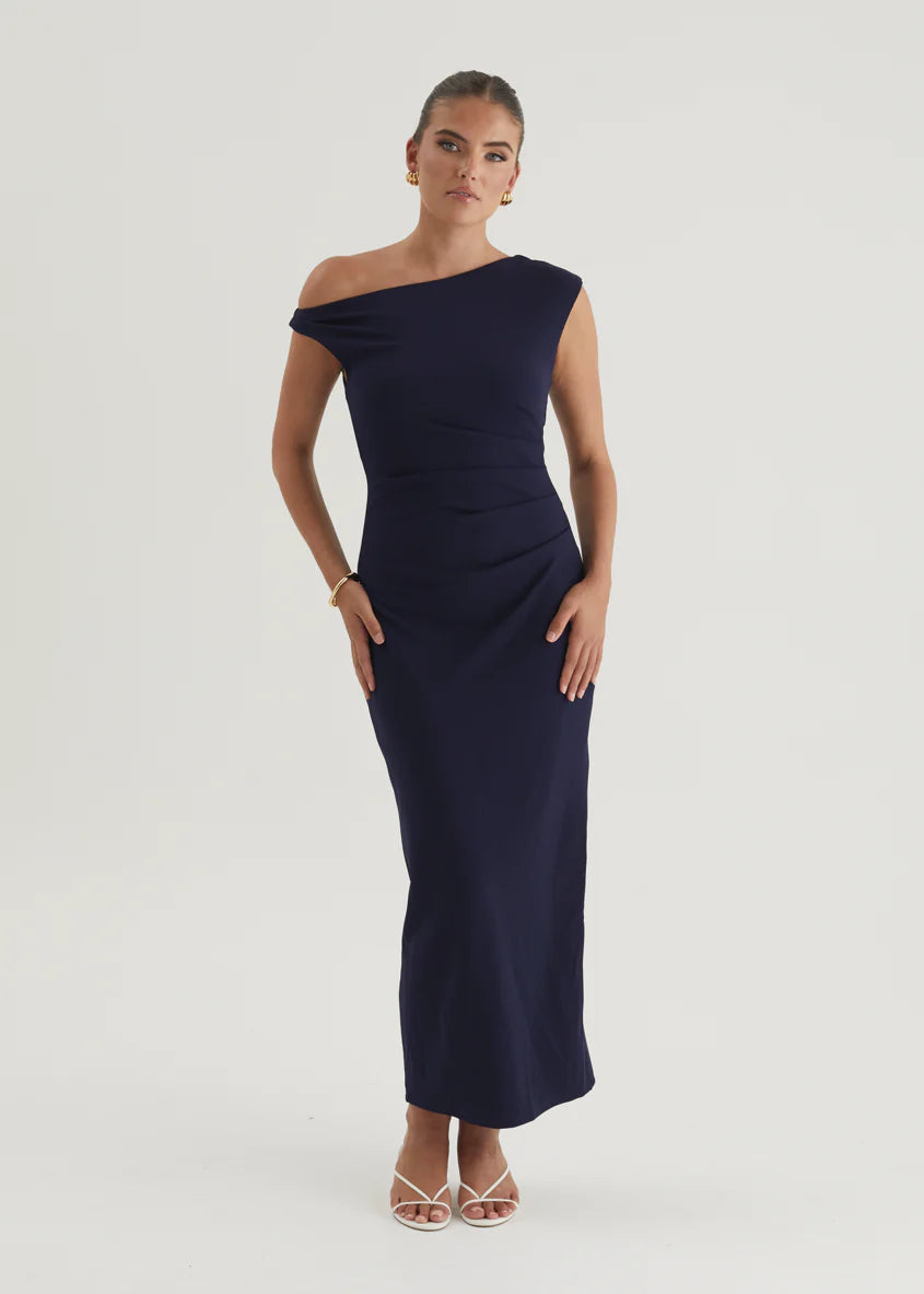 Elsea One Shoulder Maxi Dress - Navy