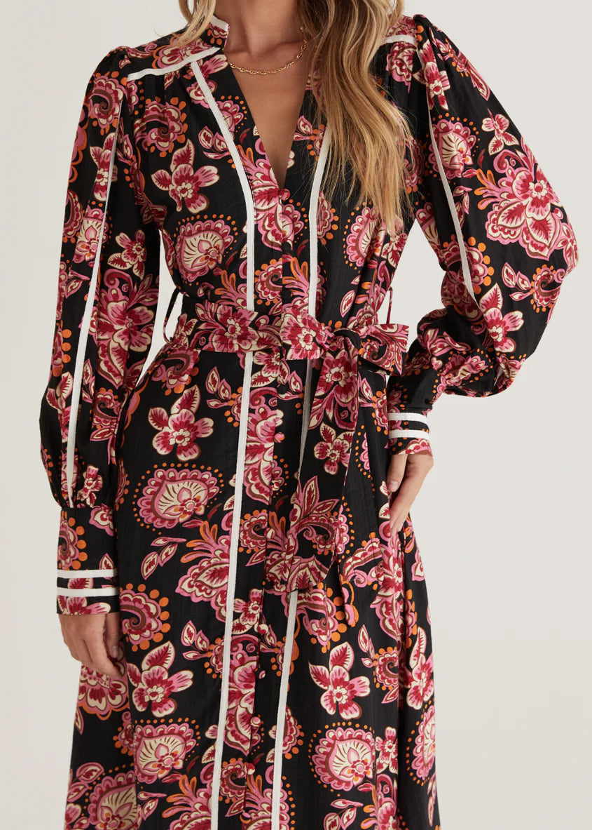 Corrina Maxi Dress - Black Paisley