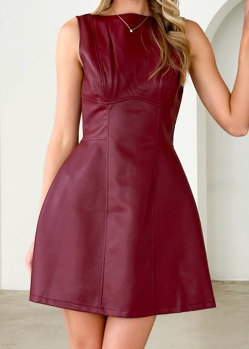 Nirvana PU Dress - Wine