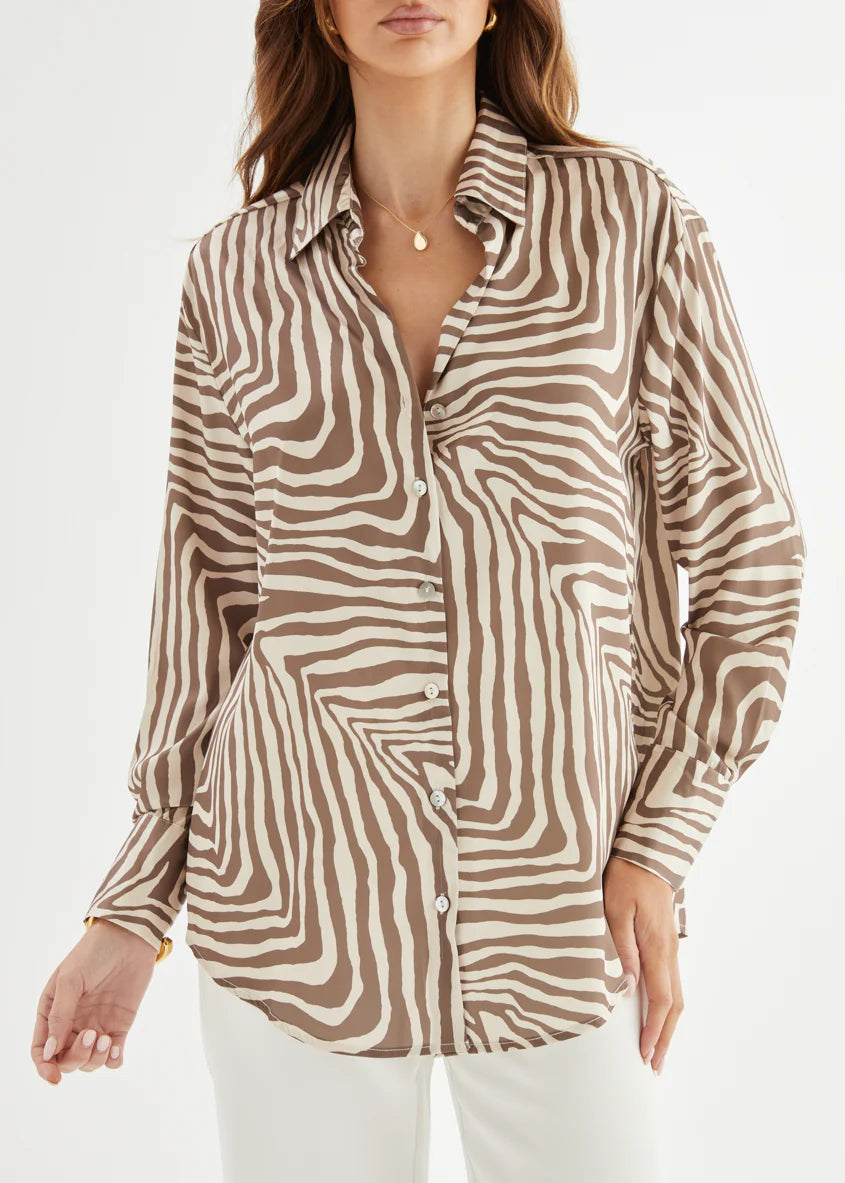 Delaray Shirt - Brown Zebra
