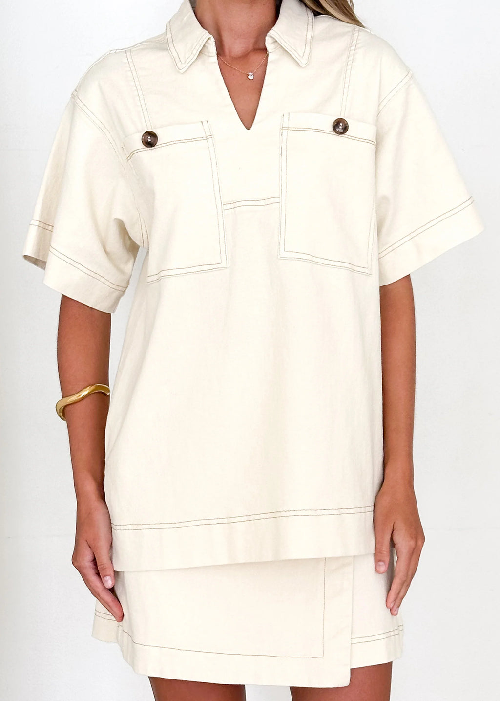 Caden Denim Shirt - Cream