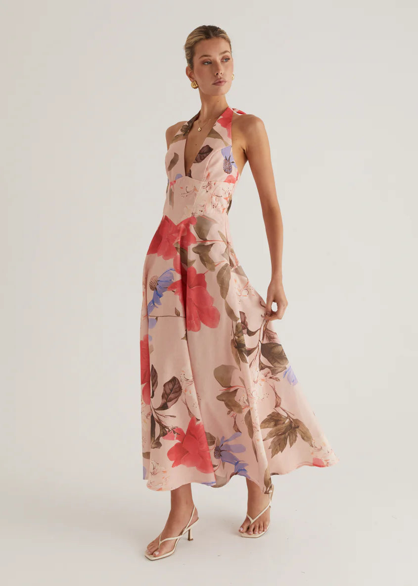 Ricky Halter Maxi Dress - Blush Floral