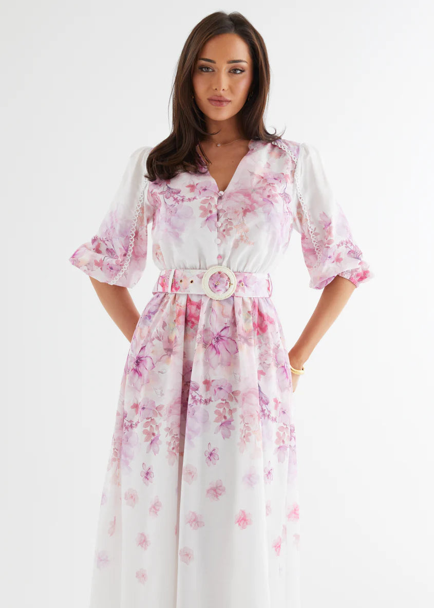 Lani Maxi Dress - Pink Flowers