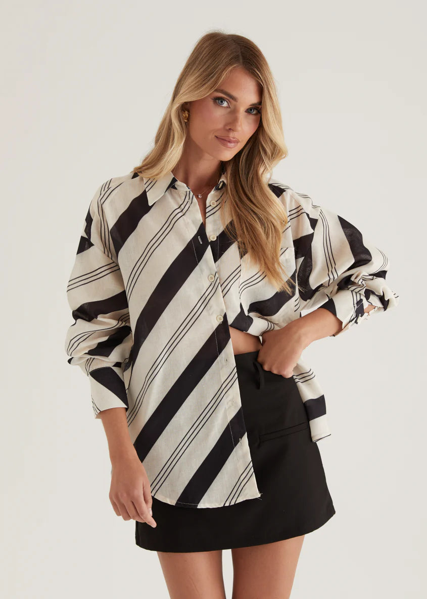 Jessa Shirt - Black Stripe