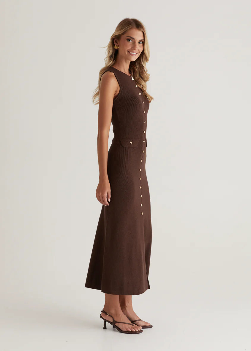 Tully Knit Midi Dress - Chocolate