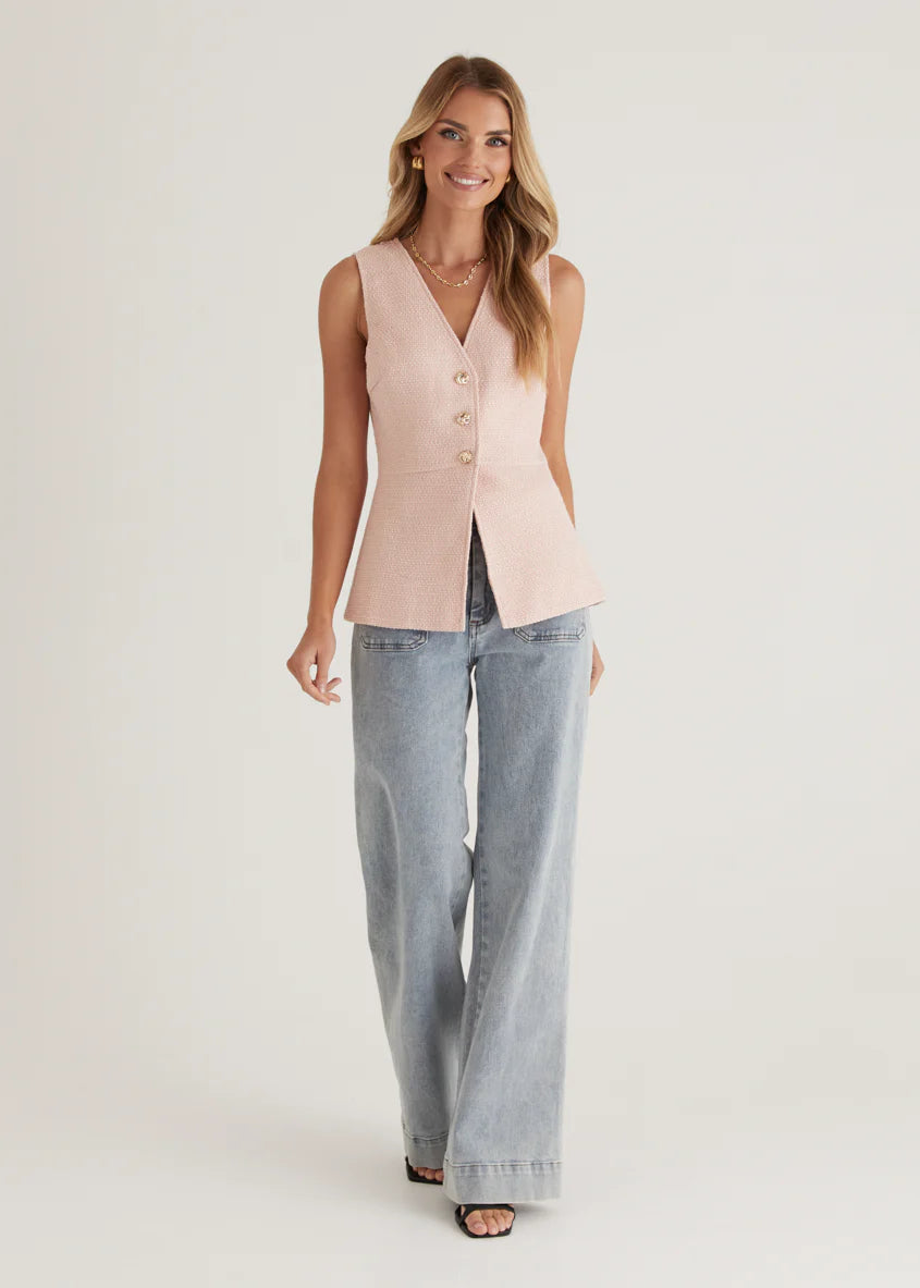 Sofia Vest Top - Pink Marl