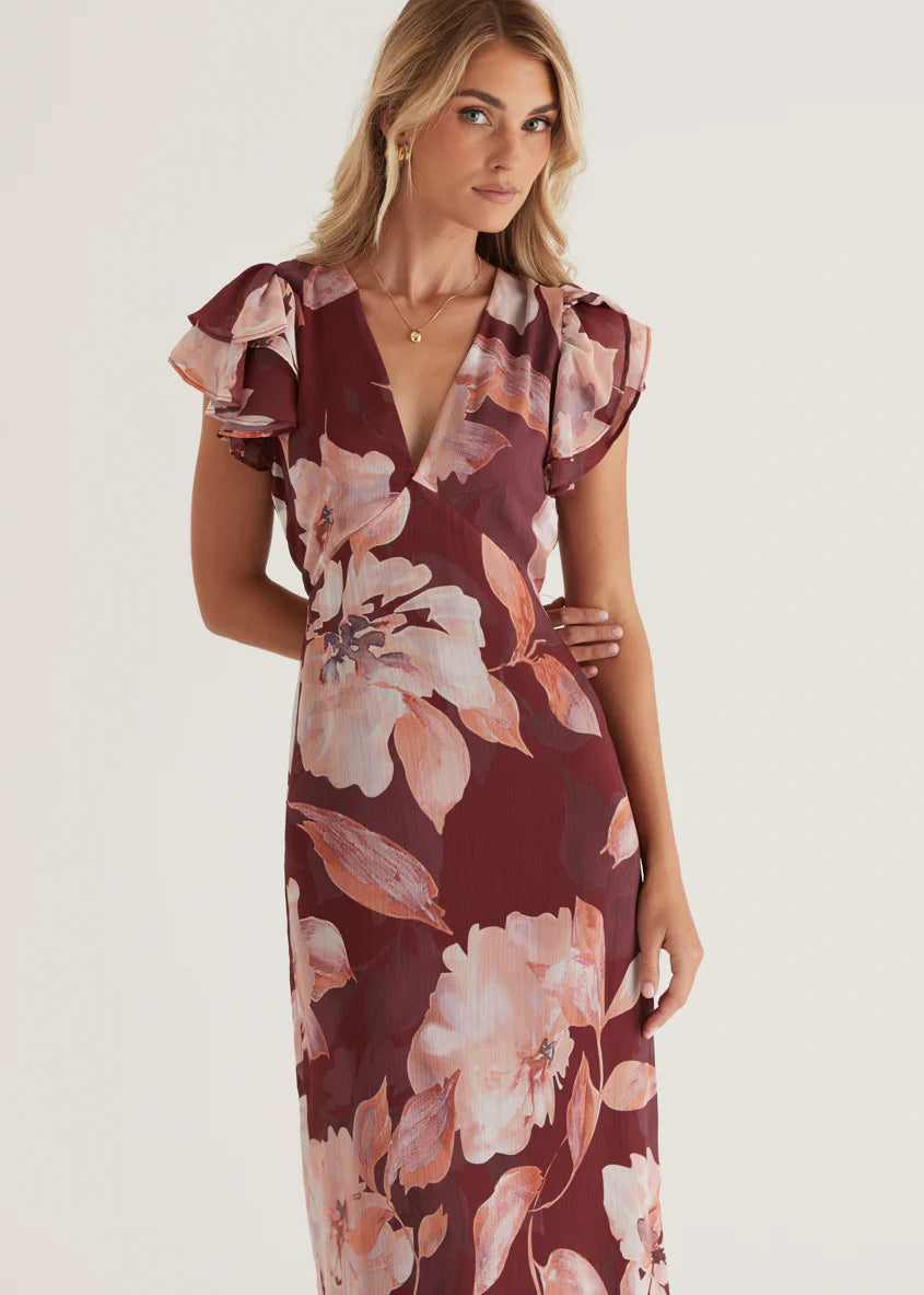 Rhapsody Maxi Dress - Burgundy Floral