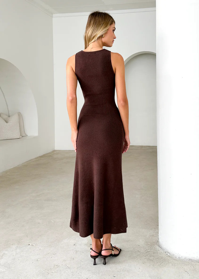 Tully Knit Midi Dress - Chocolate