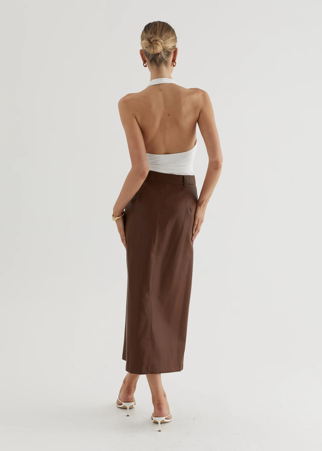 Tretra PU Maxi Skirt - Brown