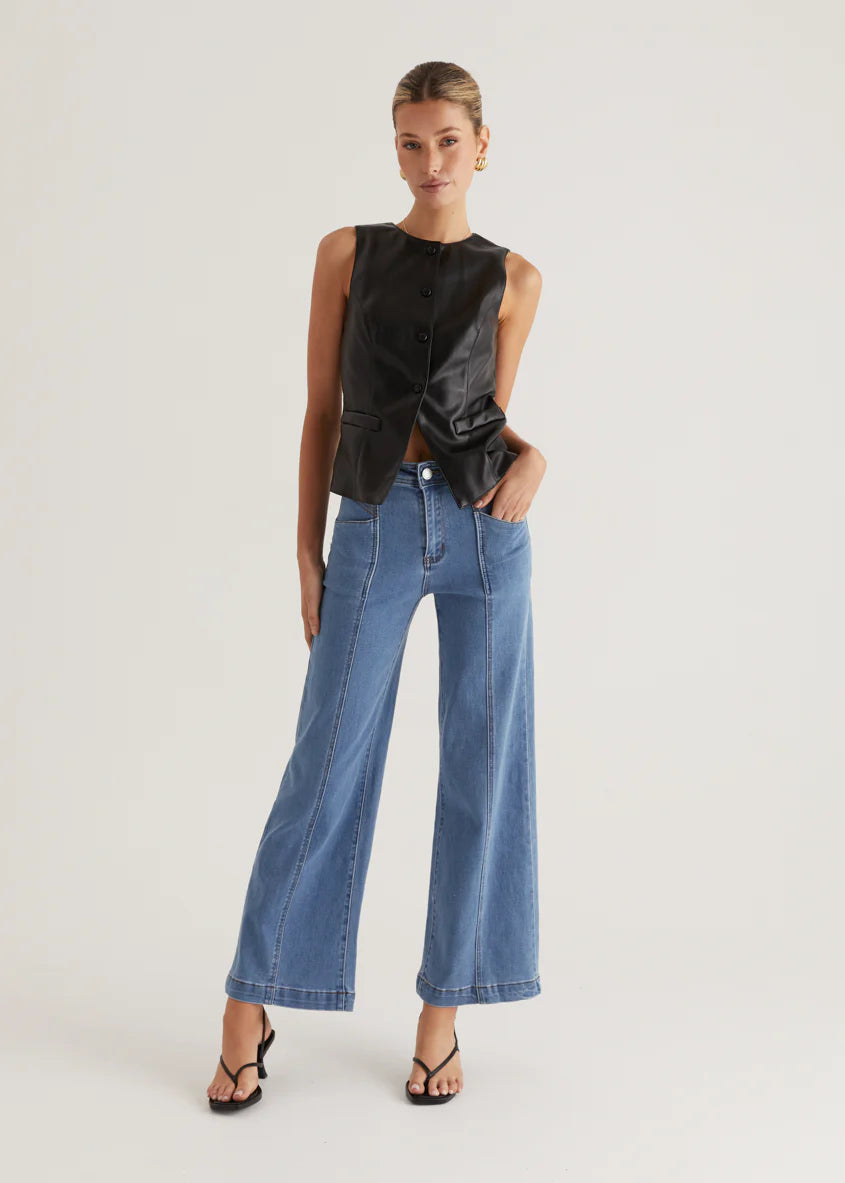 Kensington PU Vest - Black