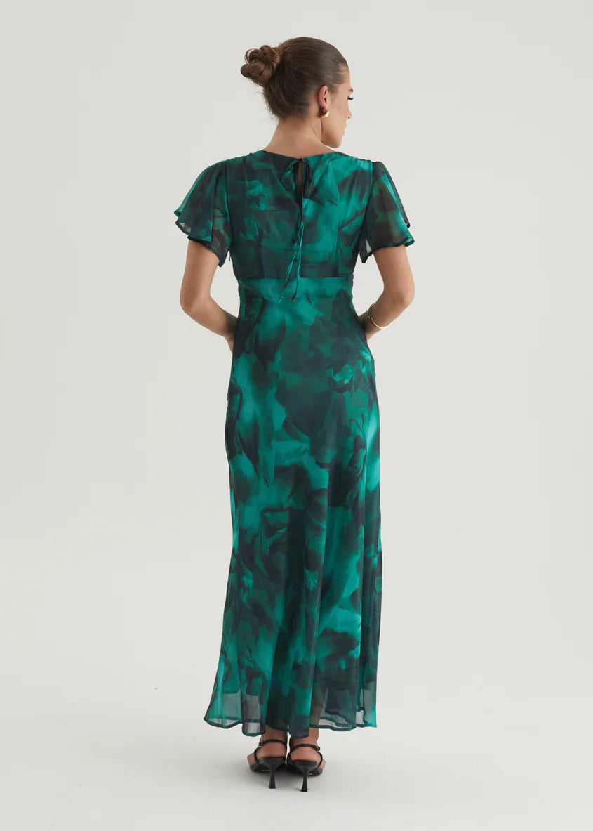 Cabana Maxi Dress - Emerald Watercolour