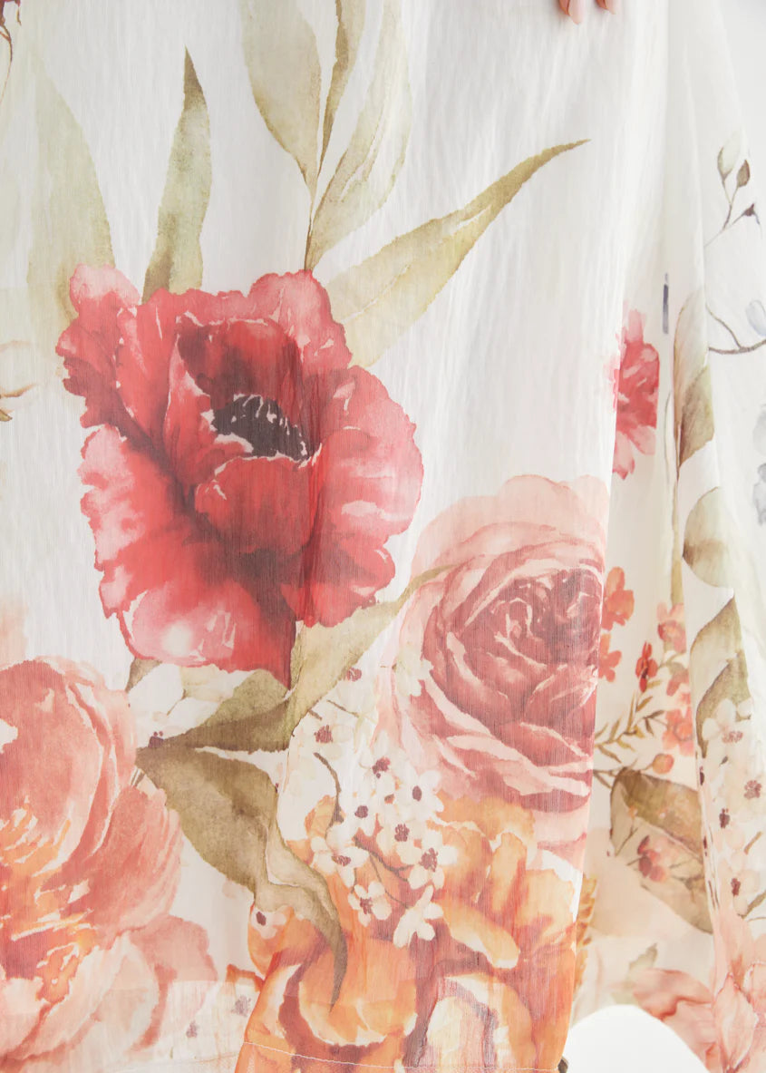 Andrea Midi Dress - White Garden