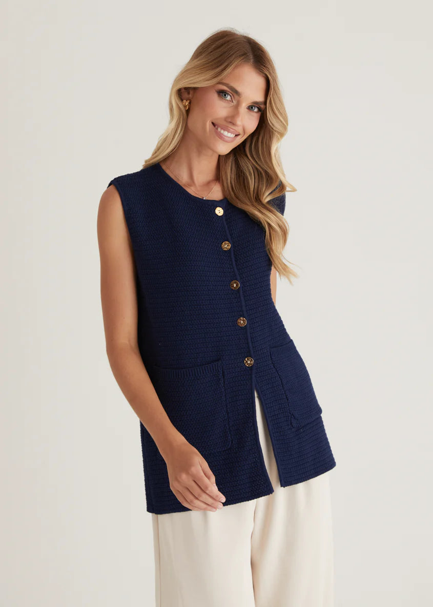 Tiffany Knit Vest - Navy