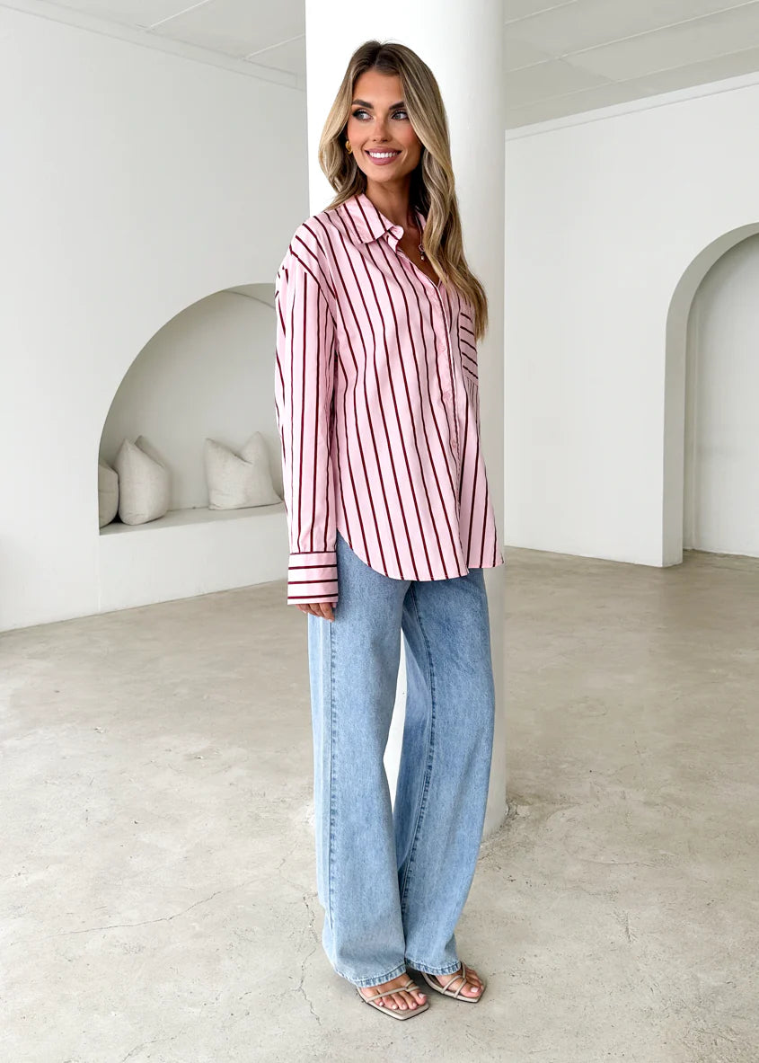 Poppy Shirt - Pink Stripe