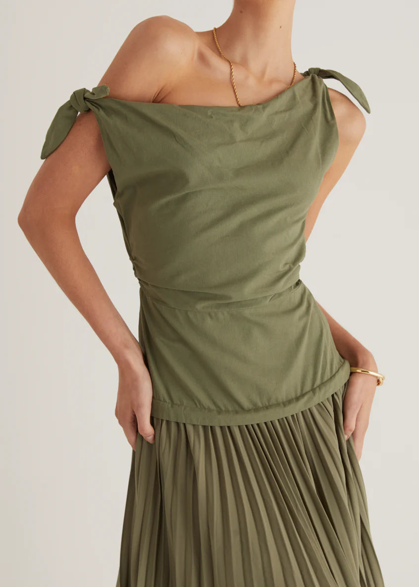 Keyla One Shoulder Maxi Dress - Khaki
