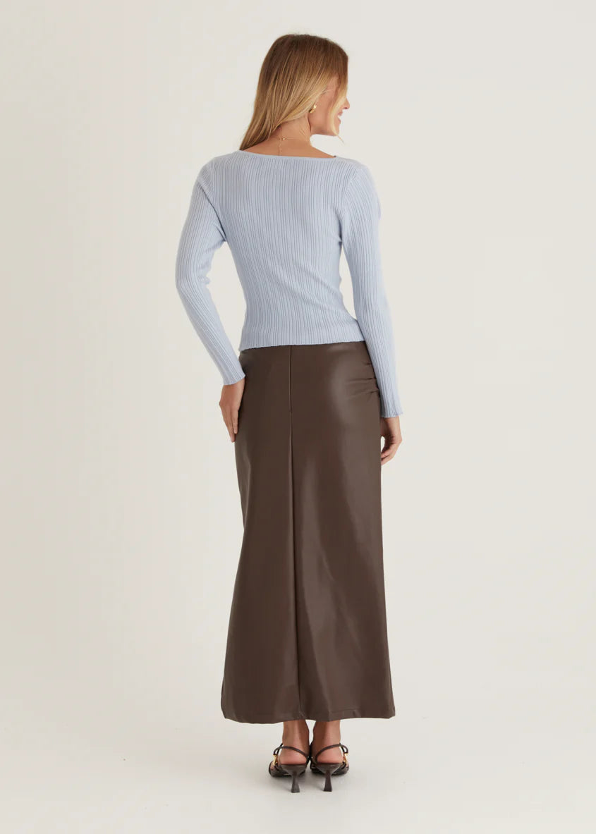Fenla Twist Knit Top - Powder Blue