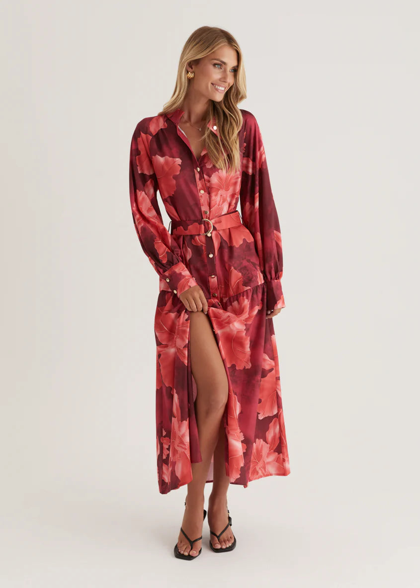 Marisa Maxi Dress - Red Floral