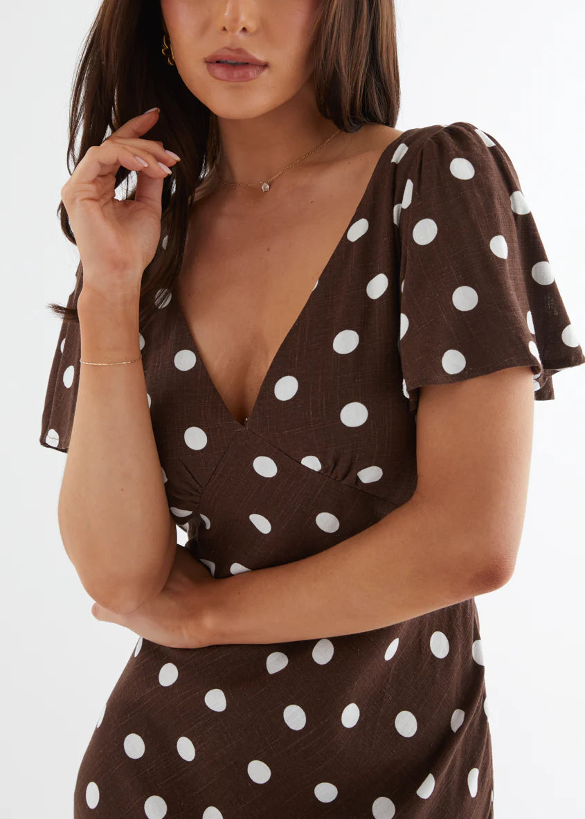 Nadia Maxi Dress - Choc Polka